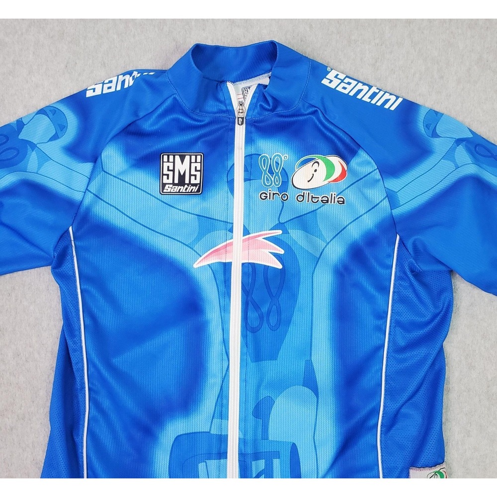 Santini Cycling Jersey Mens Medium Blue 88 Giro D'Italia Full Zip Pockets Bike - Picture 3 of 13